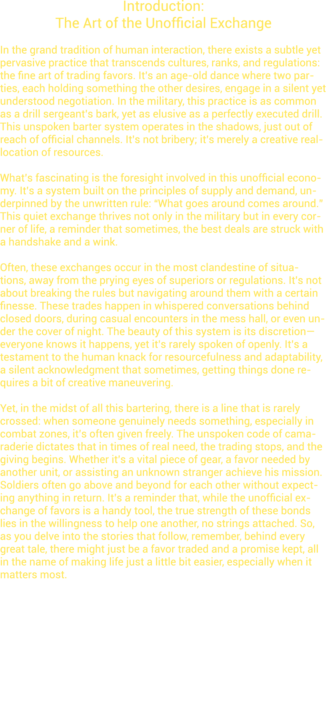 Introduction: The Art of the Unofficial Exchange In the grand tradition of human interaction, there exists a subtle y...
